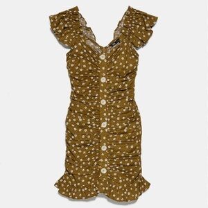 NWOT Zara Printed Dress With Draping Size S